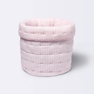 Quilted Gauze Medium Round Storage Bin - Cloud Island Pink Stripe NEW